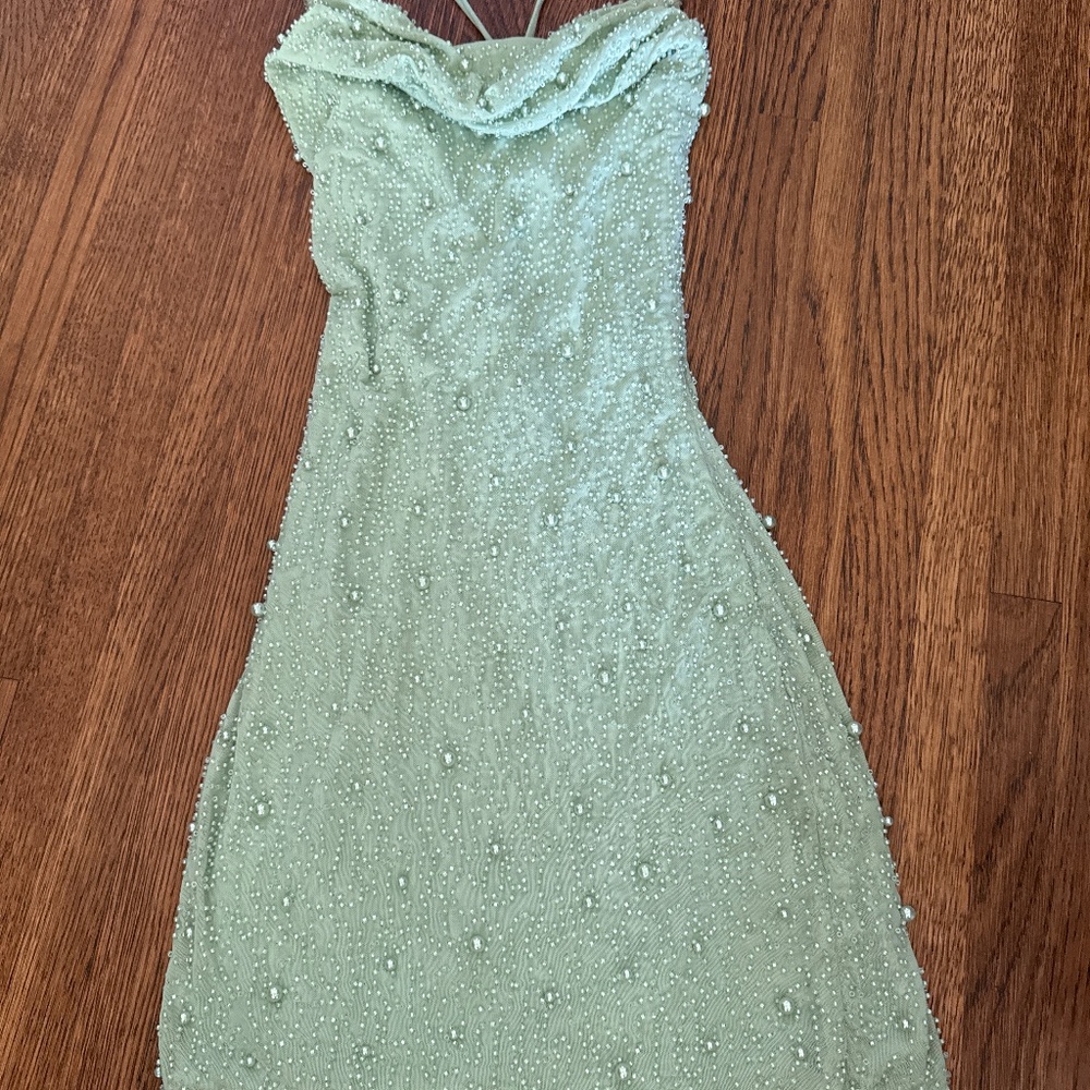 Green Cowl Neck Dress